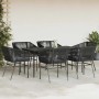 Set de comedor de jardín 7 piezas cojines ratán sintético negro en Conjuntos de jardín | Comprar online en Foru.es