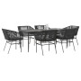 Set de comedor de jardín 7 piezas cojines ratán sintético negro en Conjuntos de jardín | Comprar online en Foru.es