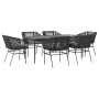 Set de comedor de jardín 7 piezas cojines ratán sintético negro en Conjuntos de jardín | Comprar online en Foru.es