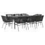 Set de comedor jardín 9 piezas cojines ratán polivinílico negro en Conjuntos de jardín | Comprar online en Foru.es