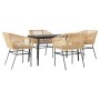 Juego de comedor jardín 5 piezas cojines ratán sintético marrón en Conjuntos de jardín | Comprar online en Foru.es