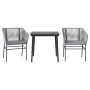 Juego comedor jardín 3 pzas cojines ratán sintético vidrio gris en Conjuntos de jardín | Comprar online en Foru.es