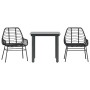 Muebles de jardín 3 piezas ratán sintético vidrio negro en Conjuntos de jardín | Comprar online en Foru.es