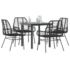 Juego de comedor jardín 5 piezas ratán sintético vidrio negro en Conjuntos de jardín | Comprar online en Foru.es
