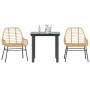 Juego de comedor jardín 3 piezas ratán sintético vidrio marrón en Conjuntos de jardín | Comprar online en Foru.es