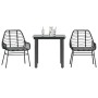 Set comedor jardín 3 pzas cojines ratán sintético vidrio negro en Conjuntos de jardín | Comprar online en Foru.es