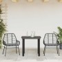Set comedor jardín 3 pzas cojines ratán sintético vidrio negro en Conjuntos de jardín | Comprar online en Foru.es