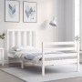 Estructura de cama con cabecero madera maciza blanco 90x200 cm de vidaXL, Camas y somieres - Ref: Foro24-3193777, Precio: 97,...