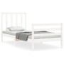 Estructura de cama con cabecero madera maciza blanco 90x200 cm de vidaXL, Camas y somieres - Ref: Foro24-3193777, Precio: 97,...