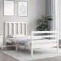 Estructura de cama con cabecero madera maciza blanco 90x200 cm de vidaXL, Camas y somieres - Ref: Foro24-3193777, Precio: 97,...