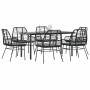 Set de comedor de jardín 7 piezas cojines ratán sintético negro en Conjuntos de jardín | Comprar online en Foru.es