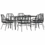 Set de comedor de jardín 7 piezas cojines ratán sintético negro en Conjuntos de jardín | Comprar online en Foru.es