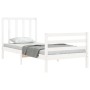 Estructura de cama con cabecero madera maciza blanco 90x200 cm de vidaXL, Camas y somieres - Ref: Foro24-3193777, Precio: 97,...