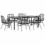 Set de comedor de jardín 7 piezas cojines ratán sintético negro en Conjuntos de jardín | Comprar online en Foru.es