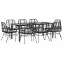 Set de comedor jardín 9 piezas cojines ratán polivinílico negro en Conjuntos de jardín | Comprar online en Foru.es