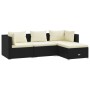 Set de muebles de jardín 4 pzas y cojines ratán sintético negro de vidaXL, Conjuntos de jardín - Ref: Foro24-3101639, Precio:...