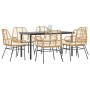 Juego de comedor de jardín 7 pzas con cojines ratán PE marrón en Conjuntos de jardín | Comprar online en Foru.es