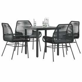 Juego de comedor jardín 5 piezas cojines ratán sintético negro en Conjuntos de jardín | Comprar online en Foru.es
