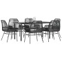 Set de comedor de jardín 7 piezas cojines ratán sintético negro en Conjuntos de jardín | Comprar online en Foru.es