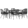 Set de comedor de jardín 7 piezas cojines ratán sintético negro en Conjuntos de jardín | Comprar online en Foru.es