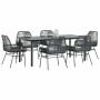 Set de comedor de jardín 7 piezas cojines ratán sintético negro en Conjuntos de jardín | Comprar online en Foru.es