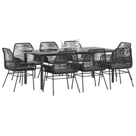 Set de comedor jardín 9 piezas cojines ratán polivinílico negro en Conjuntos de jardín | Comprar online en Foru.es
