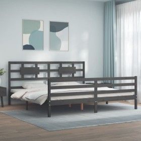 Estructura de cama con cabecero madera maciza gris 200x200 cm de vidaXL, Camas y somieres - Ref: Foro24-3194463, Precio: 176,...