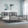 Estructura de cama con cabecero madera maciza gris 200x200 cm de vidaXL, Camas y somieres - Ref: Foro24-3194463, Precio: 176,...