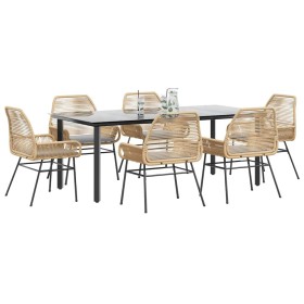 Juego de comedor de jardín 7 pzas con cojines ratán PE marrón en Conjuntos de jardín | Comprar online en Foru.es