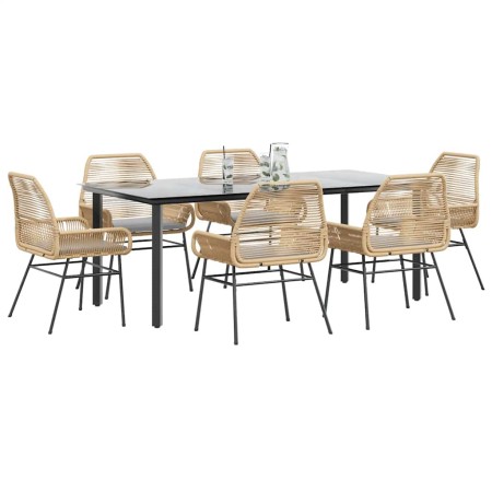 Juego de comedor de jardín 7 pzas con cojines ratán PE marrón en Conjuntos de jardín | Comprar online en Foru.es