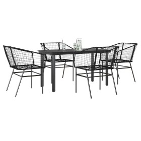 Juego de comedor jardín 5 piezas ratán sintético vidrio negro en Conjuntos de jardín | Comprar online en Foru.es