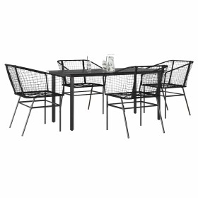 Juego de comedor jardín 5 piezas ratán sintético vidrio negro en Conjuntos de jardín | Comprar online en Foru.es