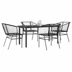 Juego de comedor jardín 5 piezas ratán sintético vidrio negro en Conjuntos de jardín | Comprar online en Foru.es