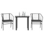 Set comedor jardín 3 pzas cojines ratán sintético vidrio negro en Conjuntos de jardín | Comprar online en Foru.es