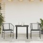 Set comedor jardín 3 pzas cojines ratán sintético vidrio negro en Conjuntos de jardín | Comprar online en Foru.es