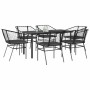 Set de comedor de jardín 7 piezas cojines ratán sintético negro en Conjuntos de jardín | Comprar online en Foru.es