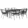 Set de comedor de jardín 7 piezas cojines ratán sintético negro en Conjuntos de jardín | Comprar online en Foru.es