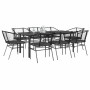 Set de comedor jardín 9 piezas cojines ratán polivinílico negro en Conjuntos de jardín | Comprar online en Foru.es
