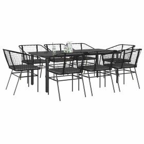 Set de comedor jardín 9 piezas cojines ratán polivinílico negro en Conjuntos de jardín | Comprar online en Foru.es
