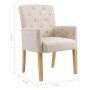 Silla de comedor con reposabrazos de tela beige en Sillas de comedor | Comprar online en Foru.es