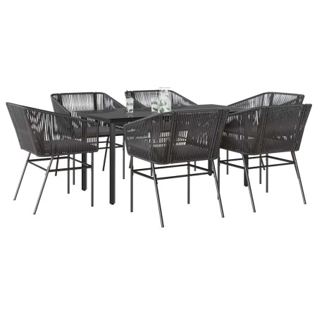Set de comedor de jardín 7 piezas cojines ratán sintético negro en Conjuntos de jardín | Comprar online en Foru.es