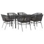 Set de comedor de jardín 7 piezas cojines ratán sintético negro en Conjuntos de jardín | Comprar online en Foru.es