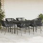 Set de comedor de jardín 7 piezas cojines ratán sintético negro en Conjuntos de jardín | Comprar online en Foru.es