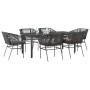 Set de comedor de jardín 7 piezas cojines ratán sintético negro en Conjuntos de jardín | Comprar online en Foru.es