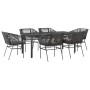 Set de comedor de jardín 7 piezas cojines ratán sintético negro en Conjuntos de jardín | Comprar online en Foru.es