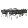 Set de comedor jardín 9 piezas cojines ratán polivinílico negro en Conjuntos de jardín | Comprar online en Foru.es