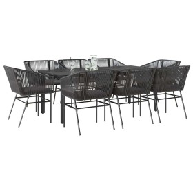 Set de comedor jardín 9 piezas cojines ratán polivinílico negro en Conjuntos de jardín | Comprar online en Foru.es