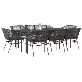 Set de comedor jardín 9 piezas cojines ratán polivinílico negro en Conjuntos de jardín | Comprar online en Foru.es