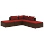 Set sofás de jardín 5 piezas y cojines ratán sintético marrón de vidaXL, Conjuntos de jardín - Ref: Foro24-3101611, Precio: 4...