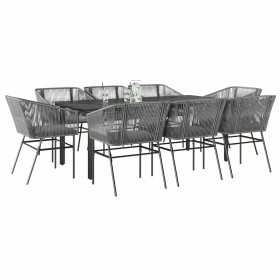 Juego comedor jardín 9 pzas cojines ratán sintético vidrio gris en Conjuntos de jardín | Comprar online en Foru.es